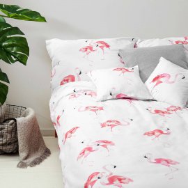 flamingo bedding set white pocket