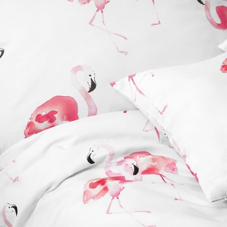 flamingo bedding set white pocket