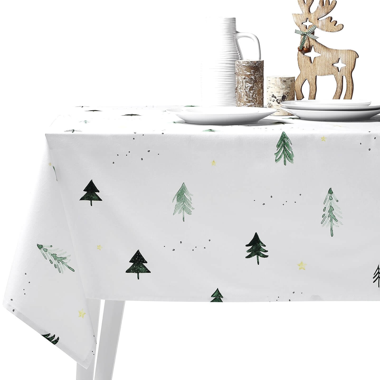 Wigilijny obrus w zielone choinki White Pocket