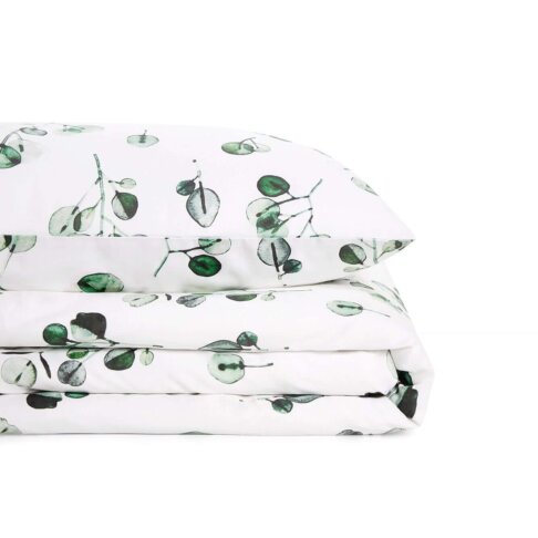 pościel z liśćmi eukaliptusa