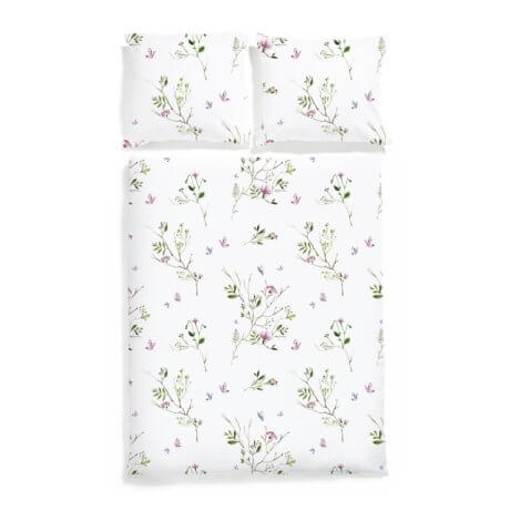 flowers and butterfly bedding set white pocket