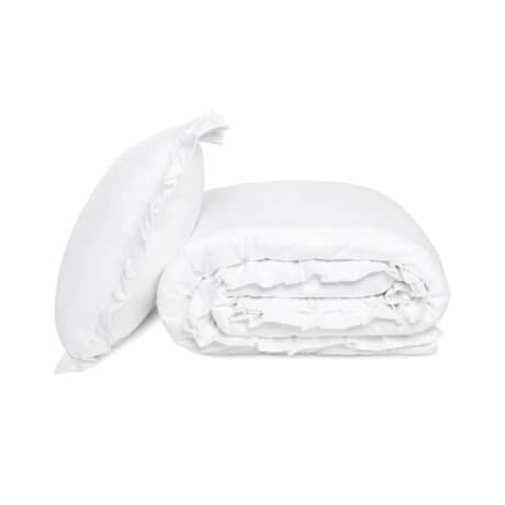 ruffle cotton sateen bedding set pure white