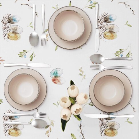 easter tablecloth white pocket