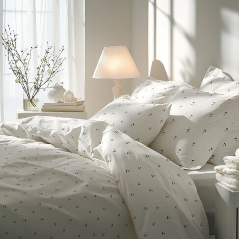 pościel w wisienki, pościel w wisnie white pocket