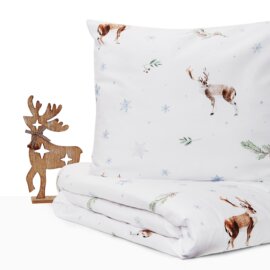 christmas bedding reindeers white pocket