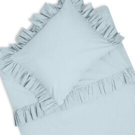 Ruffle bedding set pastel bluewhite pocket