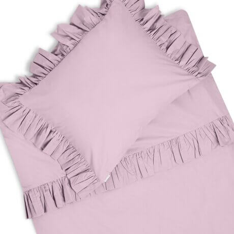 Ruffle bedding set lilac pink white pocket