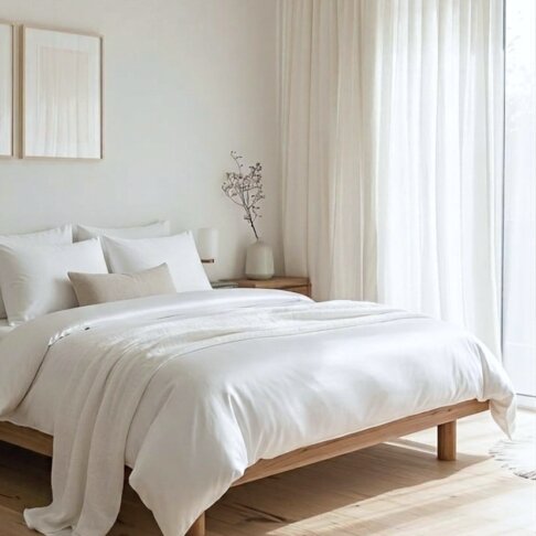 biała satynowa pościel