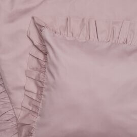Ruffle cotton sateen bedding set dusty pink white pocket