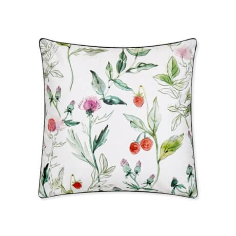 decorative pillowcase thistles wild strawberries white pocket