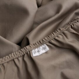Sateen cotton fitted sheet taupe