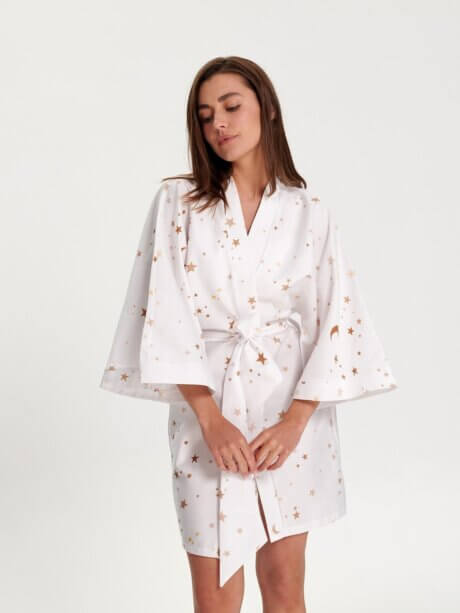 kimono w gwiazdki white pocket