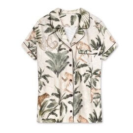 Jungle short sleeved pyjama shirt white pocket
