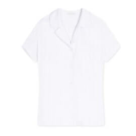 Completely white short sleeved pyjama shirt white pocket