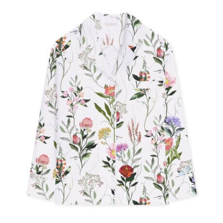 Grandma's garden pyjama shirt white pocket
