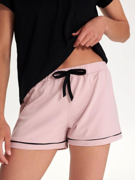 pink sleeping shorts black white pocket