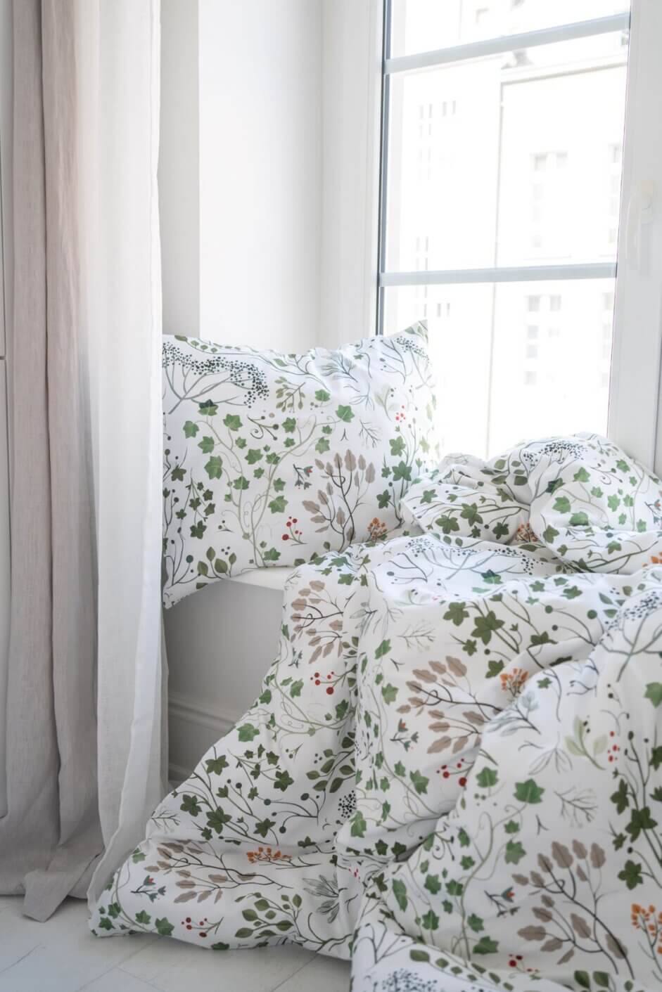 posciel w liście bluszczu white pocket