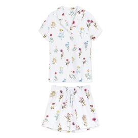 women pyjamas with flowers white pocket