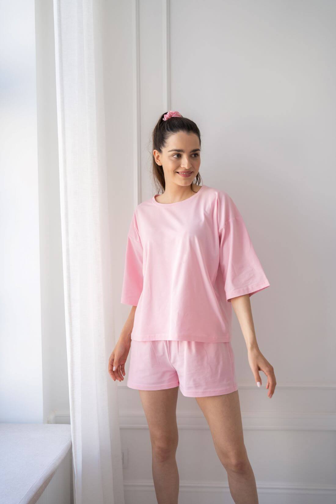 Różowy zestaw homewear White Pocket