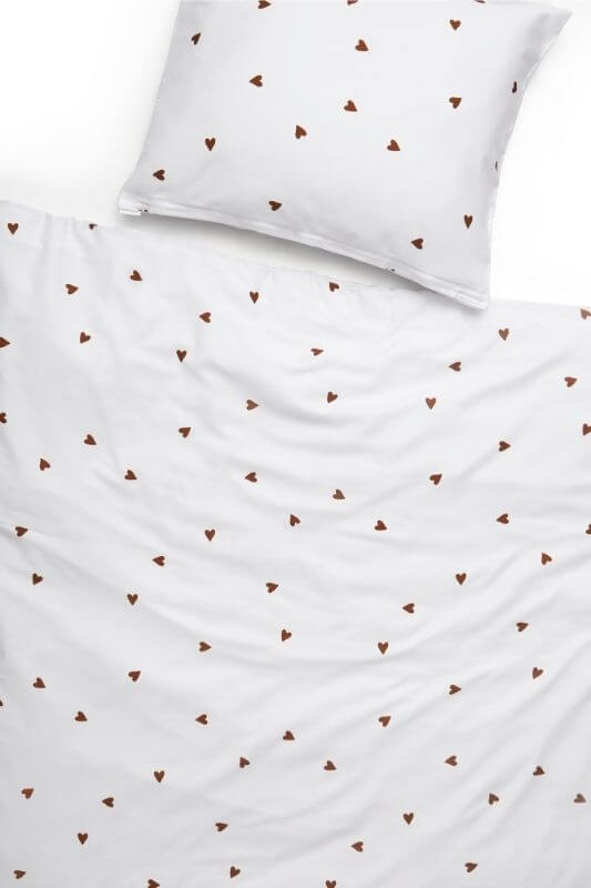 pościel w brązowe serca white pocket