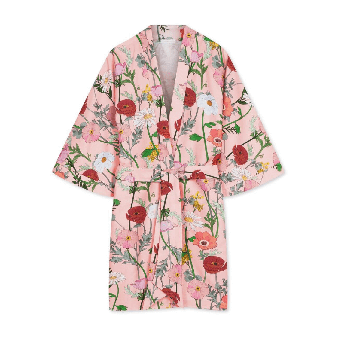Różowe kimono damskie w maki White Pocket