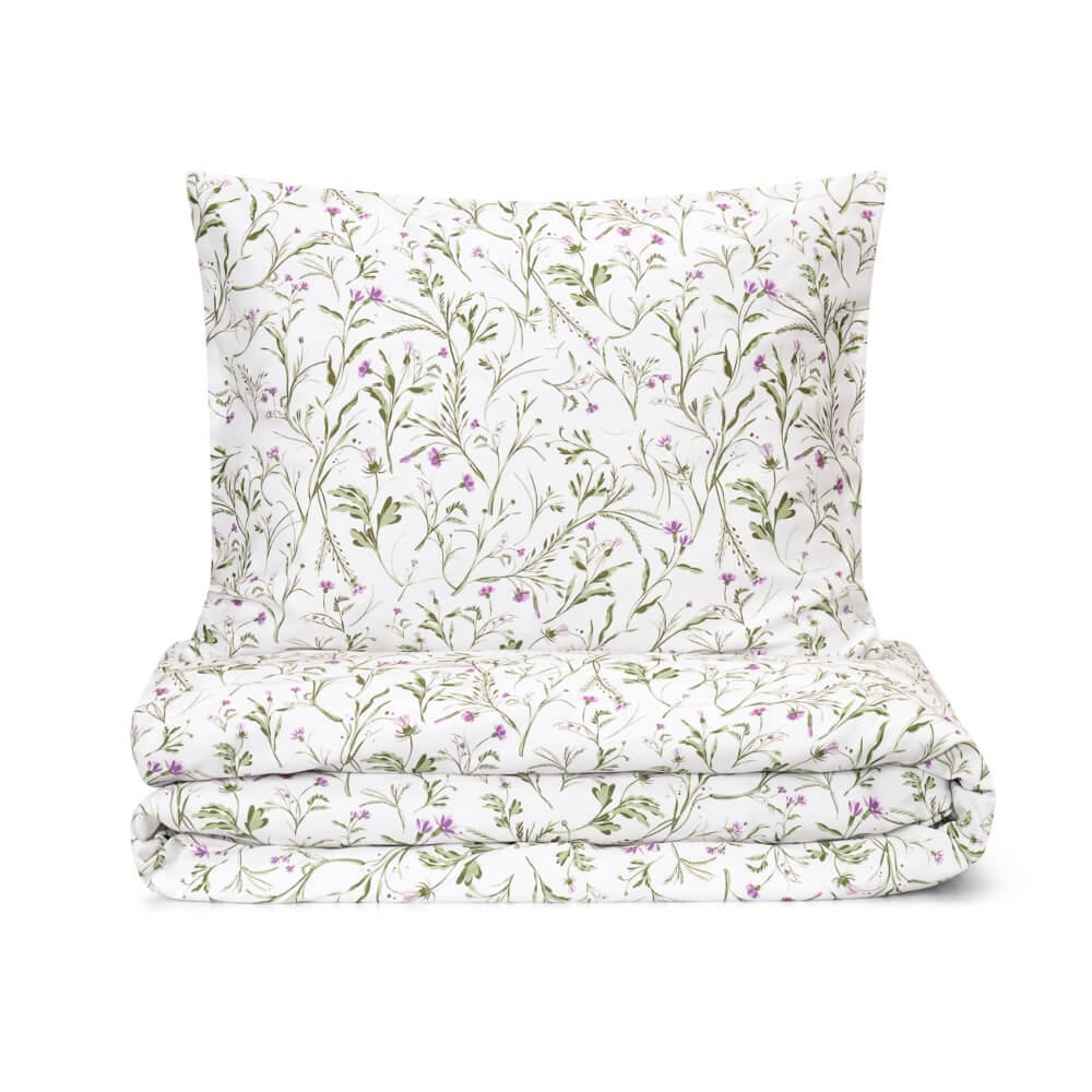 pościel fioletowa łączka pościel w drobne kwiaty