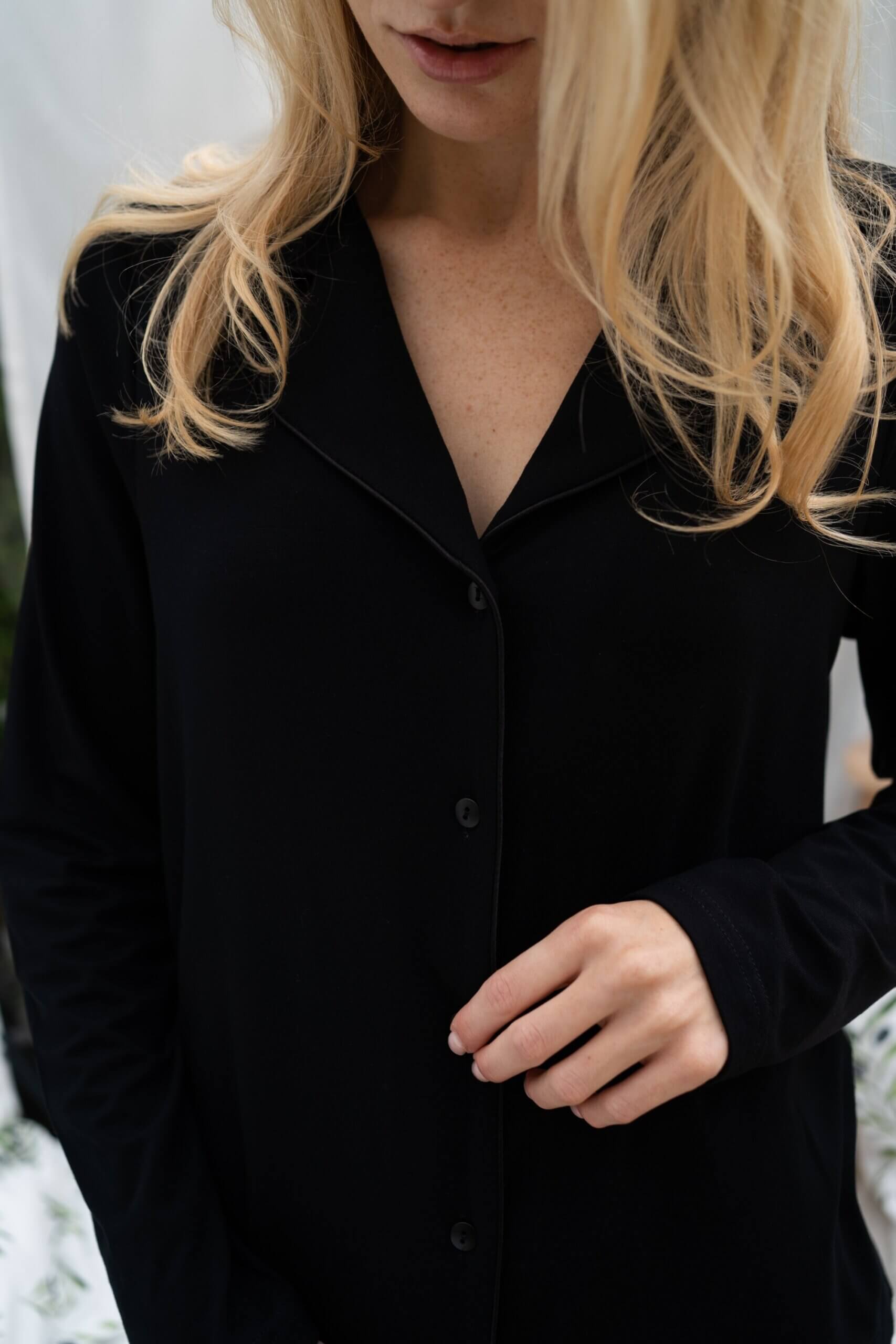 Piżama z wiskozy czarna - obrazek 4