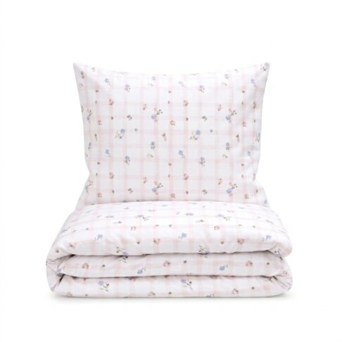 pościel w różową kratkę white pocket